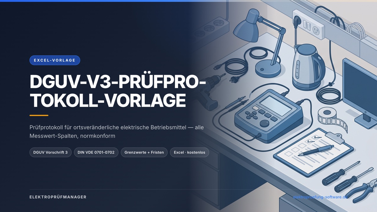 Vorschau: DGUV-V3-Prüfprotokoll-Vorlage (Excel)